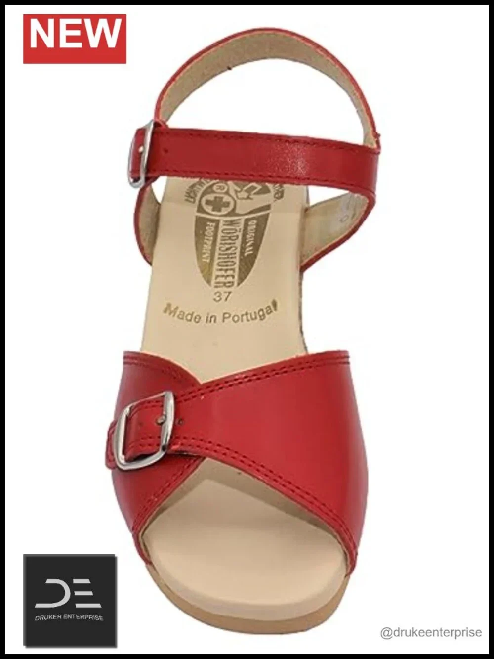 Worishofer Women's 711 Sandal Leather Open Toe Ankle Strap Wedge
